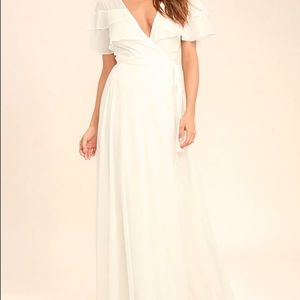Wonderful Day White Wrap Maxi Dress